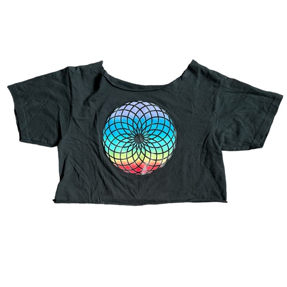 Glow in the Dark Sacred Geometry Rainbow Crop Top - Picture 1 of 1